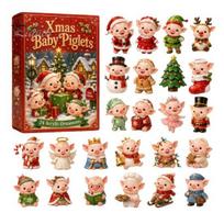 Acrylic Christmas Decorations for Home Pig Advent Calendar 2026, 24 Day Countdown Box with Surprise Gift Pack Friends Pendants, Festive Tree A brown