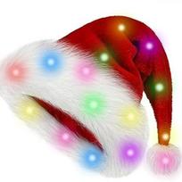 Kalėdų senelio kepurė suaugusiems Vaikams Kalėdinės kepurės su LED šviesomis, Kalėdų festivalio dovanos Adult juoda