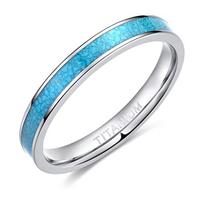 High-End 3mm Pure Titanium Ring with Inlaid Turquoise Groove - Non-Fading, Personalized Niche Women's Ring US 7.5 / HK 15 blue
