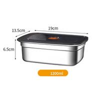 Stainless Steel Bento Box Leak-proof Refrigerator Freezer Storage Box Kitchen Accessories 1500ml gray