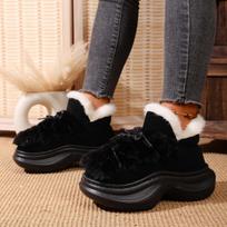 Women's Wide Width Faux Fur Lace-Up Boots - Winter Fashion Slip-Resistant Snow Shoes, Cozy Casual Booties for Fall 41 kupranugaris