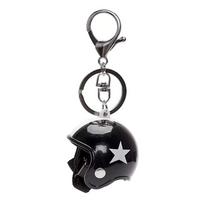 Bike Mini Helmet Keychain Key Case Key Ring Keychain Charm Black, Black juoda