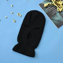 Full Face Cover Ski Mask Hat Balaclava Distressed Knitted Beanie Camouflage Men Hat Women Winter Warm Windproof Bicycle Neck Hat beige