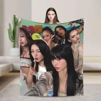 Katseye Kpop Music Girls Plush Blanket Kids Adult  Flannel Throw Blanket For Living Room Soft Custom Quality Bedspread Gift 75x90cm black