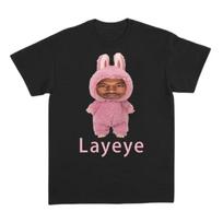 Kanye West's Layeye T-shirt Harajuku Style Men and Women Summer Fashion T-shirt Printed Short Sleeved Loose Unisex T-shirt Top XXXL juoda