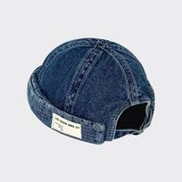 Denim Dome Melon Brimless Beanie Cap Skull Cap Sailor Cotton Mechanic Trendy Color Elastic Panels Docker Hat One Size mėlyna