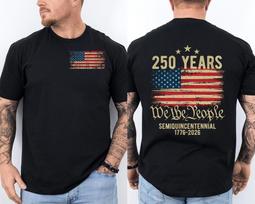 250 Years American Flag 250th Anniversary USA Patriotic Front amp; Back TShirt Unisex T-Shirt S beige