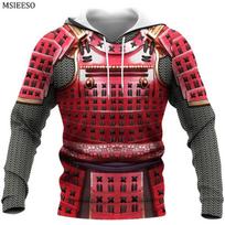 MSIEESO Men Hoodie Japanese Samurai Armor Tattoo 3D All Over Printed Hoodies Sweatshirt Women Zipper Tracksuit Jacket Pullover 2XL black