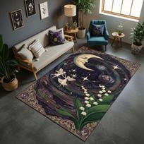 Gothic Purple Rose Vine Scroll Ornate Frame Black Non Slip Floor Rug Dark Witchy Floral Vintage Washable Indoor Area Carpet 40x60cm( 15x23in ) gray