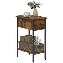 Siauras šoninis staliukas su stalčiumi ir laikymo lentyna - Rustic Brown 25 x 39.8 x 58.2 cm