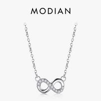 Modian 925 silver Mobius Design Pendant Necklace Fashion Classic Cubic Zirconia Chain For Women Party Jewelry gray