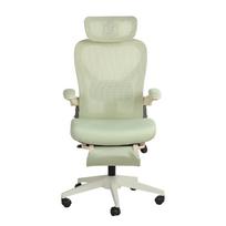 Foldable ergonomic office chair, small folding chair with lumbar support, sponge seat cushion, foldable armrests, 3D headrests and work pedals, green 62 x 48.5 x 129 cm žalia