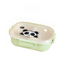 Portable Bento Box Cartoon Lunch Box Divided Fruit Pasta Salad Container Dishwasher Microwave Safe for Home Office Picnic white