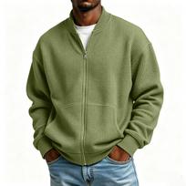Men's Fall Winter Casual Zip Up Jacket with Collar and Pockets Knit Long Sleeve XL balta