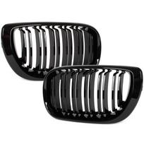 BMW 3 E46 FL 01-15 Sedan / Wagon Grille Set, Left & Right, Black Glossy Double Bar juoda