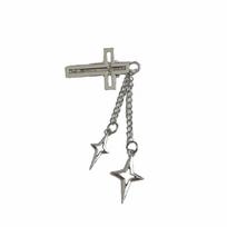Trend Punk Cool HairClip Metal Edge Clip Y2Y Cross Star Pendant Chain HairPin One Word Clips Women's Side Clip Hair Accessories gray