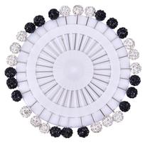 30Pcs Safety Pin Muslim Hijab Scarf Pin Rhinestone Ball Brooch Straight Head Pin White white