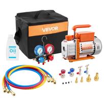 VEVOR AC Vacuum Pump and Gauge Set, 3.5 CFM 99 L/min, Single Stage Rotary Vane HVAC Vacuum Pump, A/C Manifold Gauge Kit