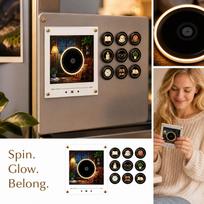 Rotating Disc Music Box Night Light with Motion, Fridge Home Decor Gift One Size white