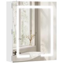 Vonios sieninė spintelė su veidrodžiu ir LED apšvietimu, apsauga nuo rasojimo, reguliuojamos lentynos, 50 x 15 x 60 cm, balta 50 x 15 x 60 cm
