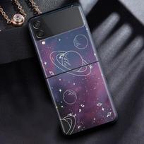 Case For Samsung Galaxy Z Flip 3 4 5G Black Hard PC Phone Housing Z flip4 Luxury Segmented Cover Cosmic Planet Samsung Z Flip 4 black