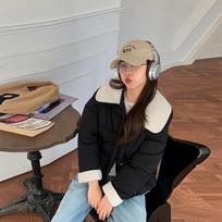 Short women's candy color age-reducing small season horn buckle large lapel short down cotton-padded coat M juoda
