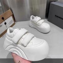 Velcro sneakers autumn thick-soled big-head board shoes cute board muffin little white shoes round head height-increasing bread shoes 35 gray