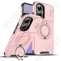 Dėklas Xiaomi Poco F7 X7 Redmi Note 14 Pro Plus 4G 5G su atlenkiama atrama, slankiojančia kameros apsauga, tvirtu žiedu, atsparus smūgiams ir kritimams Redmi Note 13 5G raudona