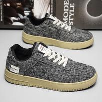 Men's shoes new summer breathable trend versatile casual platform cloth shoes men's linen canvas sports shoes 39 gray