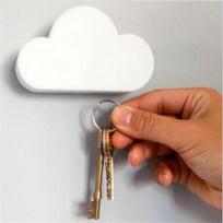Creative White Cloud Shape Magnetic Key Holder with 3M Sticker Powerful Magnets Home Wall Hanger balta