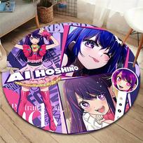 Oshi No Ko Round Area Rug,Carpet Rug for Living Room Bedroom Sofa Playroom Decor,Non-slip Floor Mat 80cmx80cm white