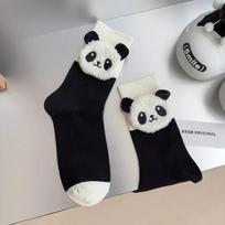 Pure Cotton Cute Socks Designer Panda Women Socks Cute Funny Black White Middle Tube Socks One Size juoda