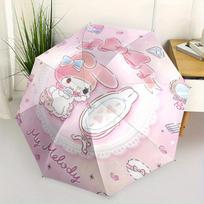 My Melody Looking in The Mirror Automatic Opening and Closing Cartoon Umbrella, Lightweight 3-Fold, With Cute Cartoon Characters, Suitable for Home, O gray