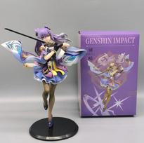 25CM Anime Figūrėlė Genshin Impact Keqing Sūpuojasi Ašmenimis Stovi Ašmenimis Hu tao Modelis Žaislas PVC Kolekcinis Žaislas Darbalaukio Dekoracija With box gray