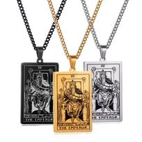 TAROT Kortos Pakabukas Ant Kaklo | Unisex Titano Plieno Kaklo Grandinėlė | Nerūdijančio Plieno PVD Aukso ir Plieno Spalvos Gold black