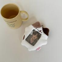MINKYS Cute Cat Fluffy 3 inch Kpop Photocard Holder Photo Card Holder Bag Pendant School Stationery gray