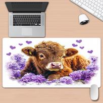pc Cute Cow  Purple Flower Desk Mat  NonSlip Rubber Base MultiFunctional Office Decor  NonSlip MultiUse Office Decor 800X300x2mm brown