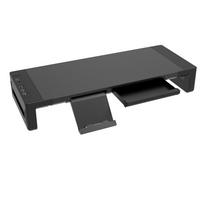 Monitor Stand Riser, with USB3.0 Foldable, Height Adjustable Computer Stand, Desk Shelf Riser with Storage Drawer & Tablet Phone white