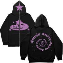 Jacket hoodie zip hoodie 4atune pattern, hood wide men and women wearing zip sweater popular XXXL gray