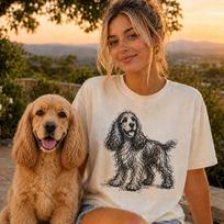 Cocker Spaniel Line Art Shirt, Minimalist Scribble Cocker Dog Sketch Tee, Abstract Dog T-Shirt, Cocker Spaniel Mom Gift, Artsy Dog Tee 3XL brown