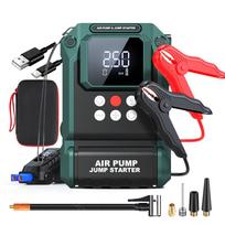 2000A 150PSI Car Jump Starter with Air Compressor Auto Tire Inflator, Large LCD Display, LED Light, for Cars, Bike & Motorcycle Smart battery clamp gray