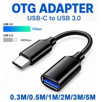 OTG Adapter Type C To USB 3.0 2.0 Female Data Cable USB 3.0 5GBPS Transmission Extension Cable 2M 3M 5M 0.3M black