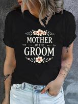 Mother of the Groom Floral T-shirt XL brown