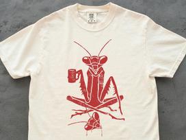Funny Praying Mantis Shirt - Coffee Praying Mantis Feminism Tee, Chill Praying Mantis T, Gift for Women and Men, Feministic Shirt, Insects 130 gray
