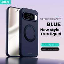 For Google Pixel 9A 10A 11 10 9 Pro XL Magnetic Hand Feel Liquid Silicone Stand Ring Holder inner Fur Soft Mobile Phone Cover Google Pixel 11 Pro XL violetinė
