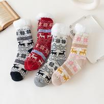 Warm Thermal Lining Non-Slip Floor Socks Anti-Slip Grip Thermal Winter Socks  Winter Season Random Heart 1 Pair gray