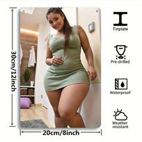 Brand Modern Sexy Green Dress Lady Metal Poster  Elegant Women Art Print Durable Wall Decor for Living Room Bedroom Office D 20x30cm（7.8x11.8inch） gray