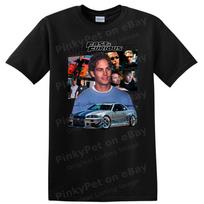 Fast Cars T Shirt Paul Walker Racing Movie Fans Graphic Tee Fun Design S gray