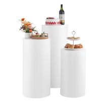 VEVOR Vestuvių Gėlių Stovas, 3 VNT 60/75/90cm Apvalus Cilindrinis Pjedestalas, Baltas Stovas su PVC Dangčiu, Cilindriniai Stovai Vestuvėms, Šventėms