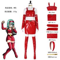 Bulma Cosplay Kostiumo Rinkinys, Anime Raudonas Lakuotos Odos Karnavalinis Apranga M red